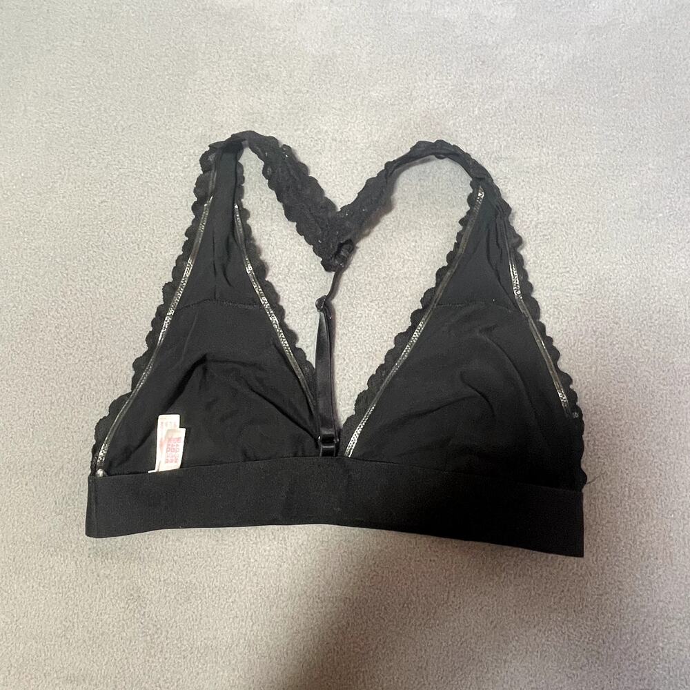 Victoria's Secret PINK Lace Triangle Racerback Bralette Medium Black Casual - Picture 3 of 6